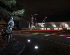 Façade de nuit du musée de l'Air et de l'Espace