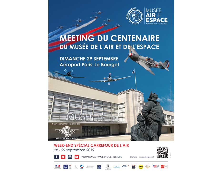 Le BOURGET (93 SEINE SAINT DENIS) Centenaire du Musée de l'Air et de l'Espace le 29 septembre 2019 ... Affiche-meeting-100-ans-musee-air-espace-920-720-29072019