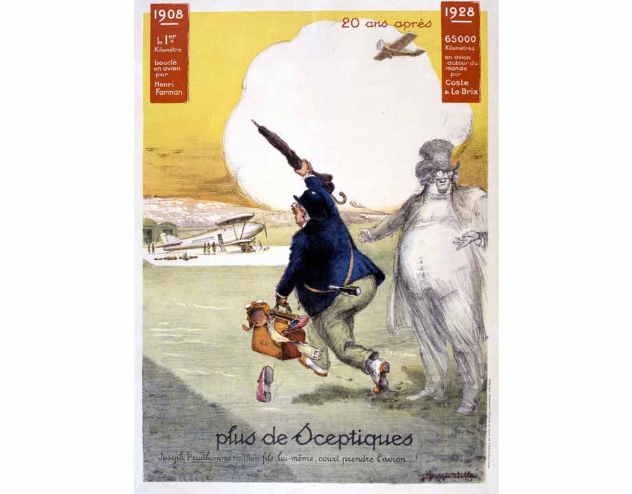 Agrandir Plus de sceptiques, affiche éditée par l'exposition officielle du Salon de l'Aéronautique, 1928. Coll. musée de l’air et de l’espace – Le Bourget / Georges Villa - Inv 996/46/17